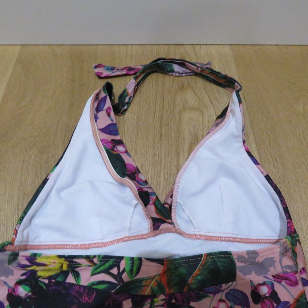 BETTY'S BEACH BUNGALOW Floral Halter Neck One Piece Swimsuit Size 10 Pink Purple - Picture 10 of 12